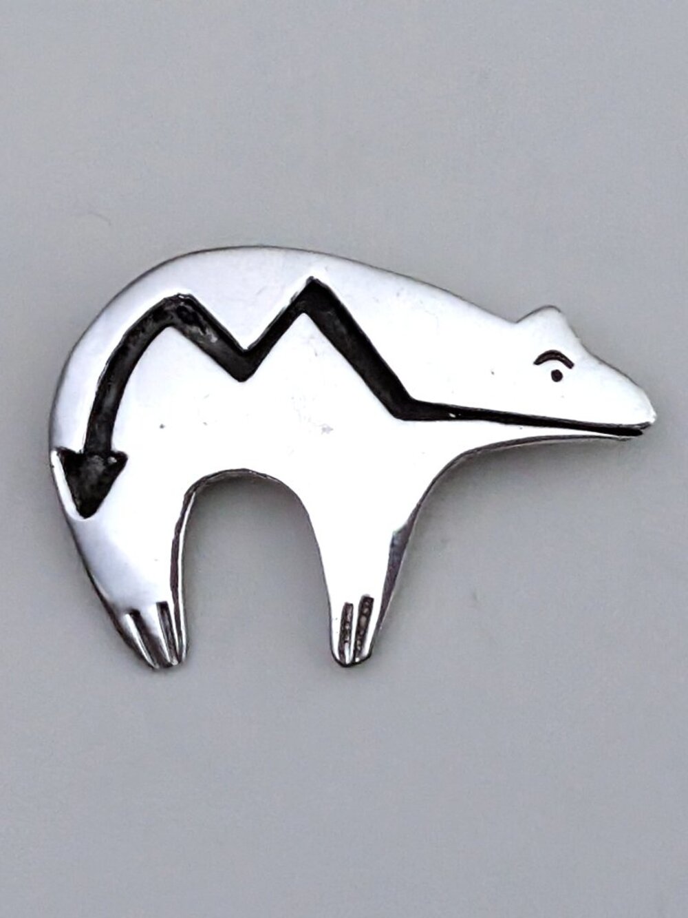Vintage Navajo Albert Haskie? Sterling Silver Bear Arrow Brooch Pin Pendant